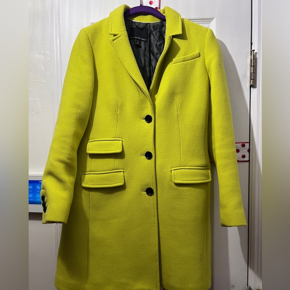 Chartreuse winter coat.